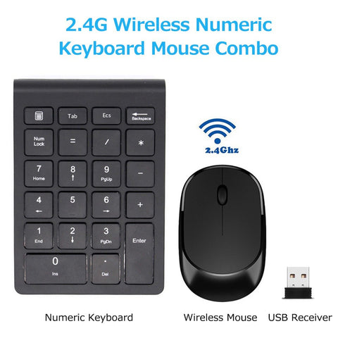 2.4G Wireless Keyboard Mouse Combo Financial Accounting Office Keyboard Mouse Set 22 Keys Wireless Numeric Keyboard+Wireless Mouse