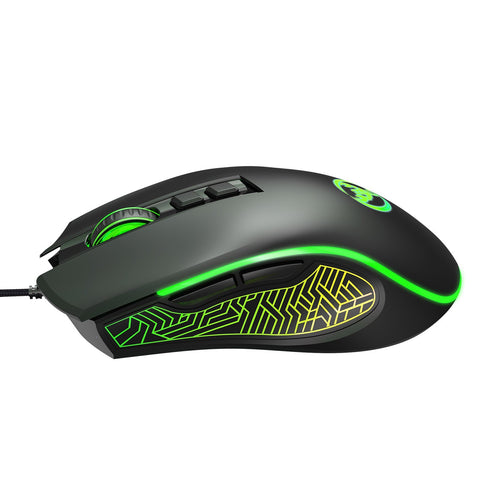 HXSJ X100 Wired Gaming Mouse Ergonomic Gaming Office Mouse 7-color Breathing Light Effect 4-gear Adjustable DPI Black