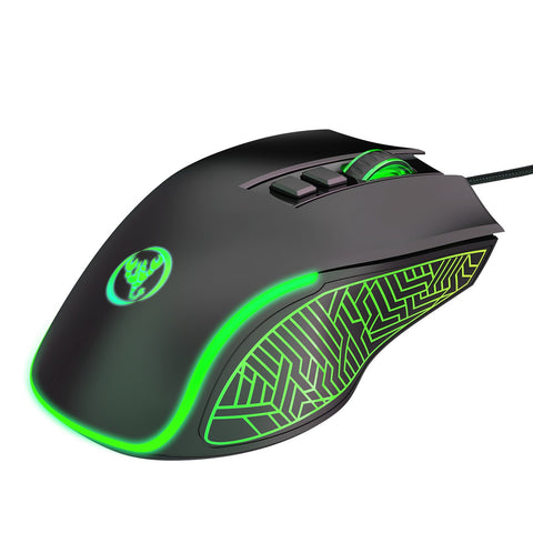 HXSJ X100 Wired Gaming Mouse Ergonomic Gaming Office Mouse 7-color Breathing Light Effect 4-gear Adjustable DPI Black