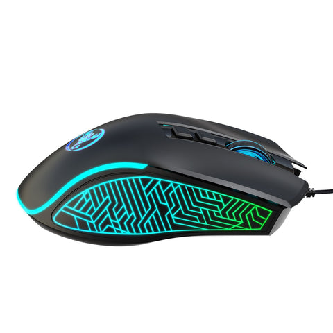 HXSJ X100 Wired Gaming Mouse Ergonomic Gaming Office Mouse 7-color Breathing Light Effect 4-gear Adjustable DPI Black