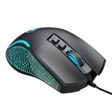 HXSJ X100 Wired Gaming Mouse Ergonomic Gaming Office Mouse 7-color Breathing Light Effect 4-gear Adjustable DPI Black