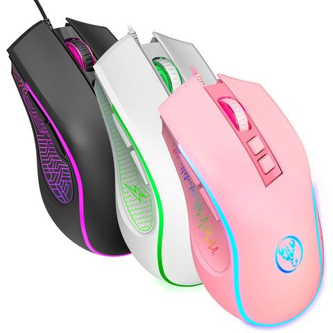 HXSJ X100 Wired Gaming Mouse Ergonomic Gaming Office Mouse 7-color Breathing Light Effect 4-gear Adjustable DPI Black