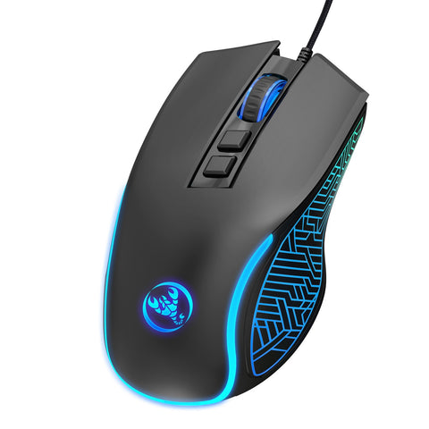 HXSJ X100 Wired Gaming Mouse Ergonomic Gaming Office Mouse 7-color Breathing Light Effect 4-gear Adjustable DPI Black