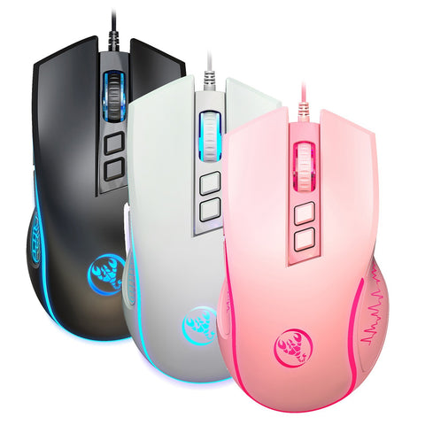 HXSJ X100 Wired Gaming Mouse Ergonomic Gaming Office Mouse 7-color Breathing Light Effect 4-gear Adjustable DPI Black