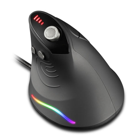 ZELOTES C-10 Wired Optical Vertical Mouse Programmable Gaming Mouse RGB Ergonomic Mouse 5-gear Adjustable DPI for PC Laptop