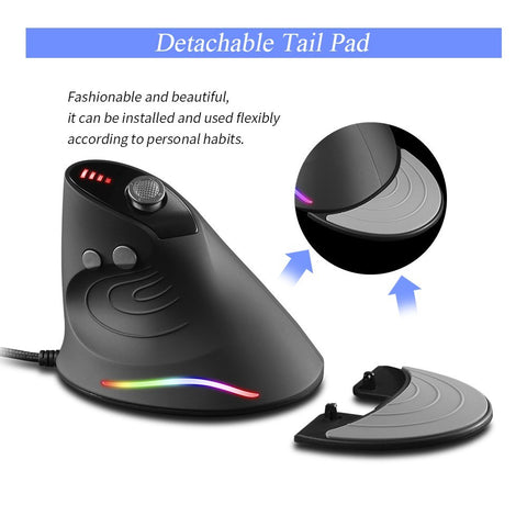 ZELOTES C-10 Wired Optical Vertical Mouse Programmable Gaming Mouse RGB Ergonomic Mouse 5-gear Adjustable DPI for PC Laptop