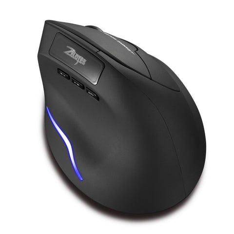 ZELOTES F-26 2.4G Wireless Optical Vertical Mouse 6 Keys Ergonomic Mouse 3-gear Adjustable DPI Built-in 600mAh Lithium Battery Black