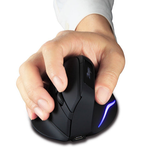 ZELOTES F-26 2.4G Wireless Optical Vertical Mouse 6 Keys Ergonomic Mouse 3-gear Adjustable DPI Built-in 600mAh Lithium Battery Black