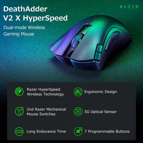 Razer DeathAdder V2 X HyperSpeed Dual-mode Wireless Gaming Mouse 5G Optical Sensor 14000DPI 7 Programmable Buttons