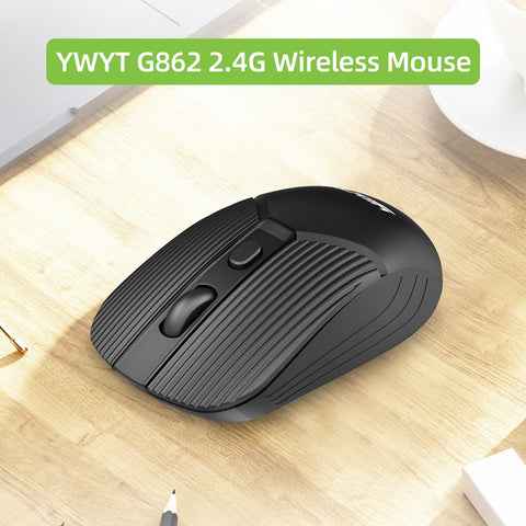 YWYT G862 2.4G Wireless Mouse 3-gear Adjustable DPI Ergonomic Design Plug and Play for Desktop Computer Laptop Black