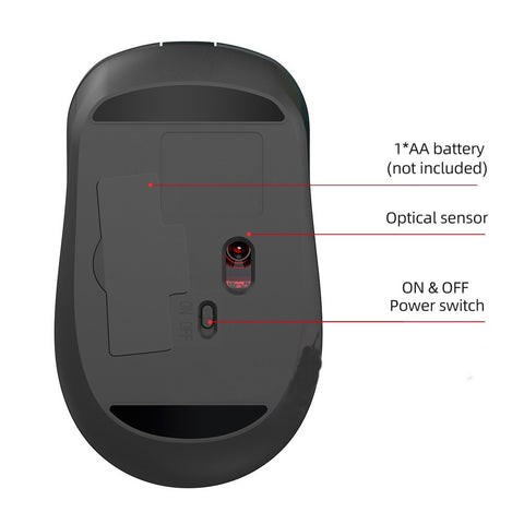 YWYT G862 2.4G Wireless Mouse 3-gear Adjustable DPI Ergonomic Design Plug and Play for Desktop Computer Laptop Black