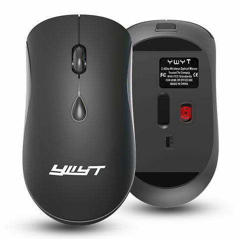 YWYT G864 2.4G Wireless Mouse Ergonomic Design 3-gear Adjustable DPI Built-in 500mAh Rechargeable Lithium Battery Black