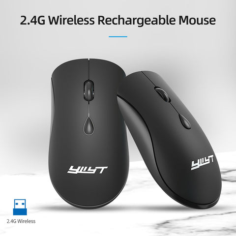 YWYT G864 2.4G Wireless Mouse Ergonomic Design 3-gear Adjustable DPI Built-in 500mAh Rechargeable Lithium Battery Black