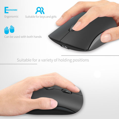 YWYT G864 2.4G Wireless Mouse Ergonomic Design 3-gear Adjustable DPI Built-in 500mAh Rechargeable Lithium Battery Black
