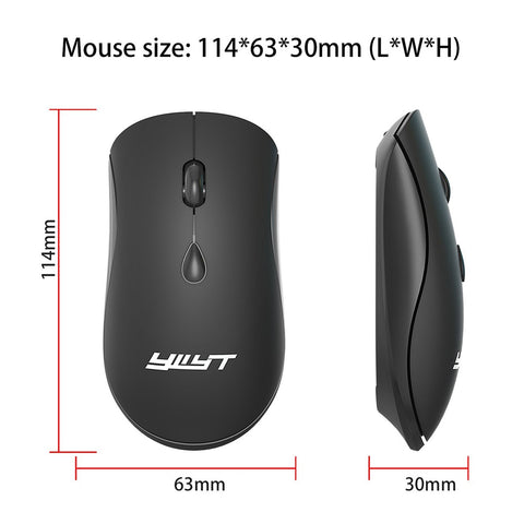 YWYT G864 2.4G Wireless Mouse Ergonomic Design 3-gear Adjustable DPI Built-in 500mAh Rechargeable Lithium Battery Black