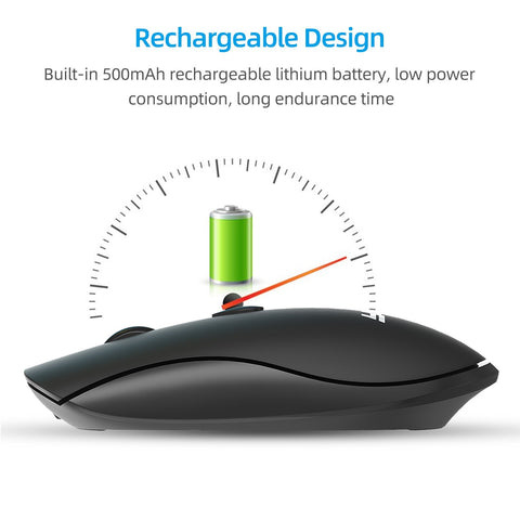 YWYT G864 2.4G Wireless Mouse Ergonomic Design 3-gear Adjustable DPI Built-in 500mAh Rechargeable Lithium Battery Black