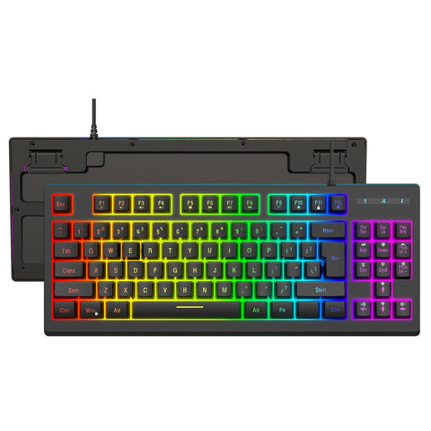 YWYT Y200 USB Wired Gaming Keyboard Membrane Keyboard 87 Keys Layout RGB Light Effect ABS Two-color Injection Molding Keycap