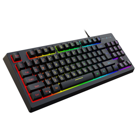 YWYT Y200 USB Wired Gaming Keyboard Membrane Keyboard 87 Keys Layout RGB Light Effect ABS Two-color Injection Molding Keycap