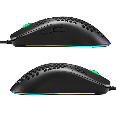 iBlancod GM01 USB Wired Gaming Mouse Ergonomic Lightweight Mouse RGB Backlight Effect 6-gear DPI Hollow-out Design Black