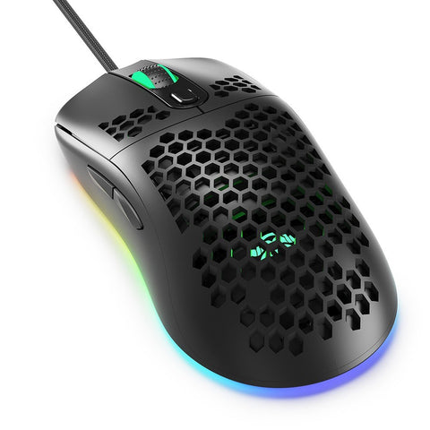iBlancod GM01 USB Wired Gaming Mouse Ergonomic Lightweight Mouse RGB Backlight Effect 6-gear DPI Hollow-out Design Black