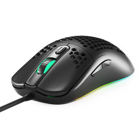 iBlancod GM01 USB Wired Gaming Mouse Ergonomic Lightweight Mouse RGB Backlight Effect 6-gear DPI Hollow-out Design Black