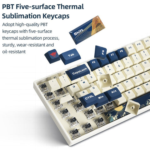 iBlancod K84 84 Keys Three-mode Mechanical Keyboard BT5.0+2.4G+Wired Connection PBT Keycaps Blue (Gateron Red Switches)