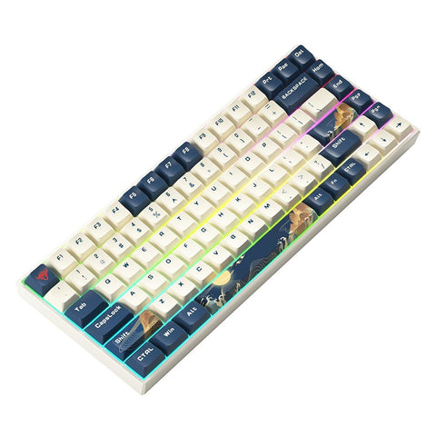 iBlancod K84 84 Keys Three-mode Mechanical Keyboard BT5.0+2.4G+Wired Connection PBT Keycaps Blue (Gateron Red Switches)