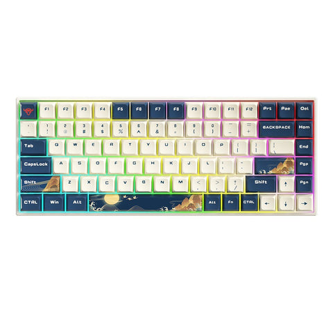 iBlancod K84 84 Keys Three-mode Mechanical Keyboard BT5.0+2.4G+Wired Connection PBT Keycaps Blue (Gateron Red Switches)