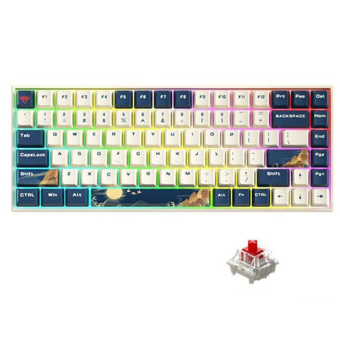 iBlancod K84 84 Keys Three-mode Mechanical Keyboard BT5.0+2.4G+Wired Connection PBT Keycaps Blue (Gateron Red Switches)