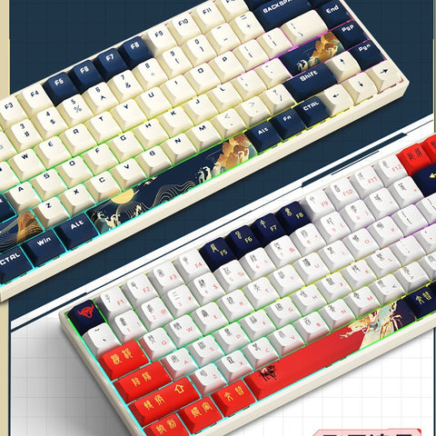 iBlancod K84 84 Keys Three-mode Mechanical Keyboard BT5.0+2.4G+Wired Connection PBT Keycaps Blue (Gateron Red Switches)