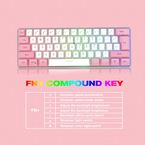 61 Keys Wired Keyboard Membrane Keyboard Compact Design RGB Backlight Effect with Multimedia Shortcuts Detachable Data Cable