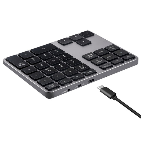 2.4G+BT5.0 Dual-mode Numeric Keyboard 35 Keys Financial Accounting Keyboard Aluminum Alloy Shell Built-in 300mAh Battery Black