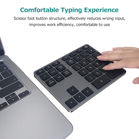 2.4G+BT5.0 Dual-mode Numeric Keyboard 35 Keys Financial Accounting Keyboard Aluminum Alloy Shell Built-in 300mAh Battery Black