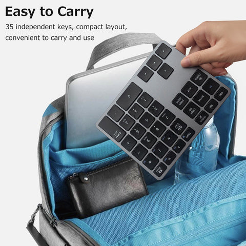 2.4G+BT5.0 Dual-mode Numeric Keyboard 35 Keys Financial Accounting Keyboard Aluminum Alloy Shell Built-in 300mAh Battery Black