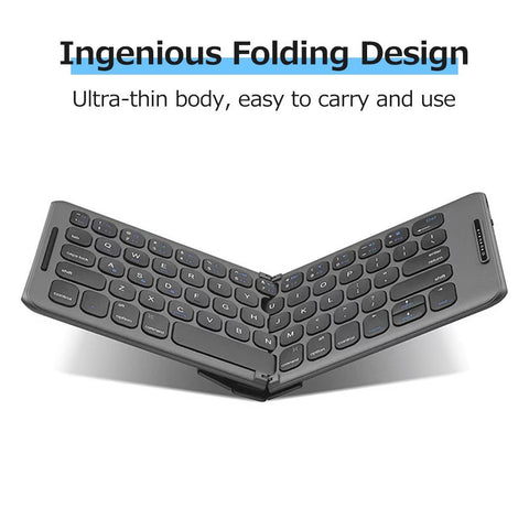 Portable Wireless BT Keyboard Folding Keyboard Comfortable Typing Feel Built-in Rechargeable Lithium Battery for Windows/Android/iOS