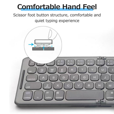 Portable Wireless BT Keyboard Folding Keyboard Comfortable Typing Feel Built-in Rechargeable Lithium Battery for Windows/Android/iOS