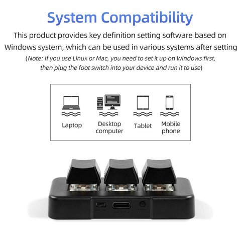 MK321U 3-key Wired Mini Customized Keyboard with Mechanical Blue Switch Detachable Data Cable for Office Game Multimedia Black