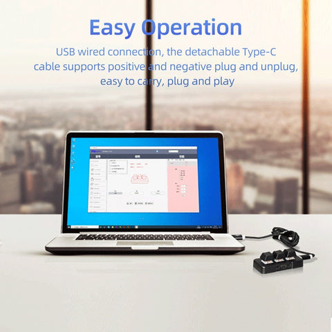 MK321U 3-key Wired Mini Customized Keyboard with Mechanical Blue Switch Detachable Data Cable for Office Game Multimedia Black