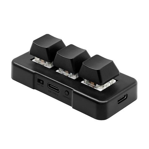 MK321U 3-key Wired Mini Customized Keyboard with Mechanical Blue Switch Detachable Data Cable for Office Game Multimedia Black
