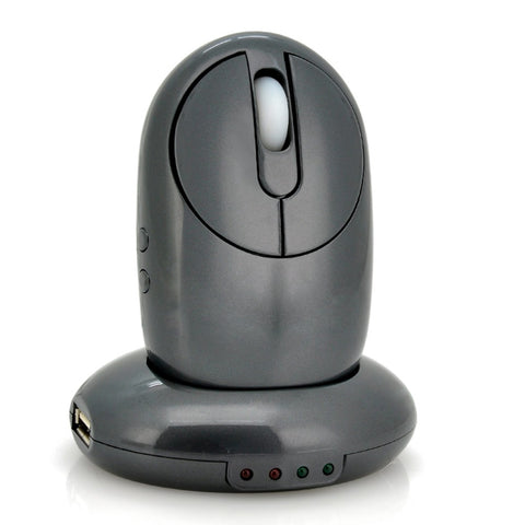 2.4G Wireless Rechargeable Mouse 3-gear Adjustable DPI Ergonomic Optical Mouse with 3-port USB Hub Charging Dock Black