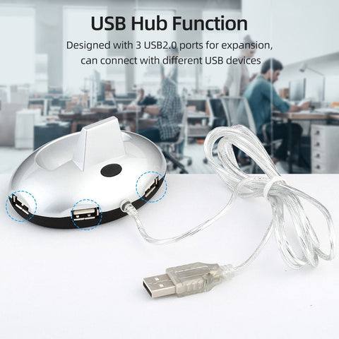 2.4G Wireless Rechargeable Mouse 3-gear Adjustable DPI Ergonomic Optical Mouse with 3-port USB Hub Charging Dock Black