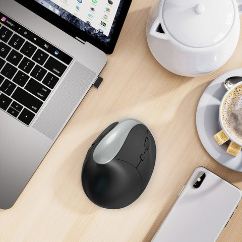 HXSJ X10 2.4G Wireless Vertical Mouse Ergonomic Mice 3-gear Adjustable DPI Built-in 600mAh Rechargeable Lithium Battery Black