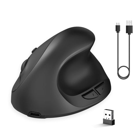 HXSJ X10 2.4G Wireless Vertical Mouse Ergonomic Mice 3-gear Adjustable DPI Built-in 600mAh Rechargeable Lithium Battery Black