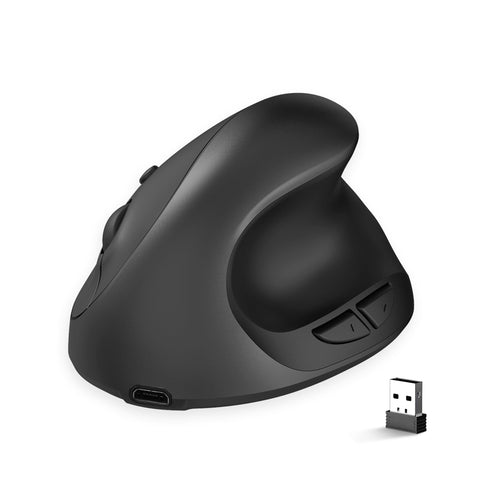 HXSJ X10 2.4G Wireless Vertical Mouse Ergonomic Mice 3-gear Adjustable DPI Built-in 600mAh Rechargeable Lithium Battery Black
