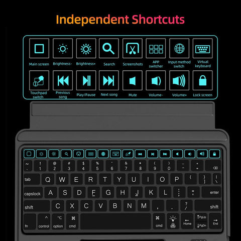 Detachable Tablet BT Keyboard Case with Touchpad Pen Slot Compatible with iPad 10.2'' 2019/2020/2021/iPad Pro 10.5''/iPad Air 3 10.5''