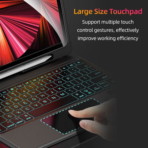 Detachable Tablet BT Keyboard Case with Touchpad Pen Slot Compatible with iPad 10.2'' 2019/2020/2021/iPad Pro 10.5''/iPad Air 3 10.5''