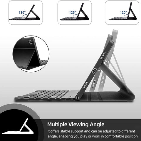 Portable Detachable Tablet Protective Case with BT Keyboard Pen Slot Compatible with Samsung Tab S6 Lite 10.4/P610/P615 Black