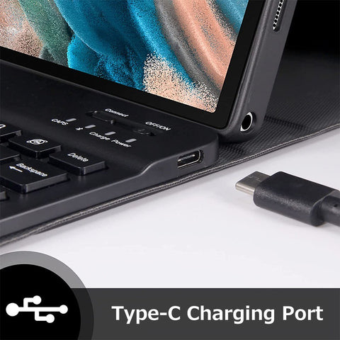 Portable Detachable Tablet Protective Case with BT Keyboard Pen Slot Compatible with Samsung Tab S6 Lite 10.4/P610/P615 Black