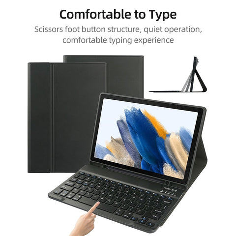 Portable Detachable Tablet Protective Case with BT Keyboard Pen Slot Compatible with Samsung Tab S6 Lite 10.4/P610/P615 Black