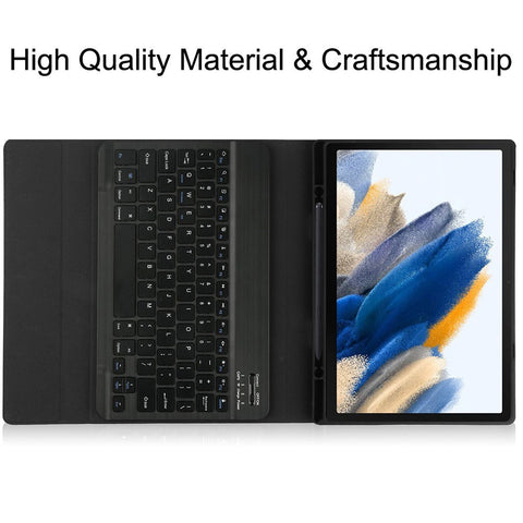 Portable Detachable Tablet Protective Case with BT Keyboard Pen Slot Compatible with Samsung Tab S6 Lite 10.4/P610/P615 Black